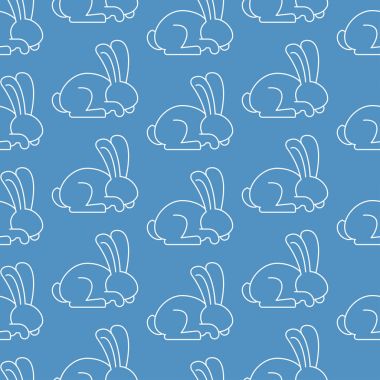 White Rabbit seamless modeli. Tavşan süsleme. Bunny arka plan. 