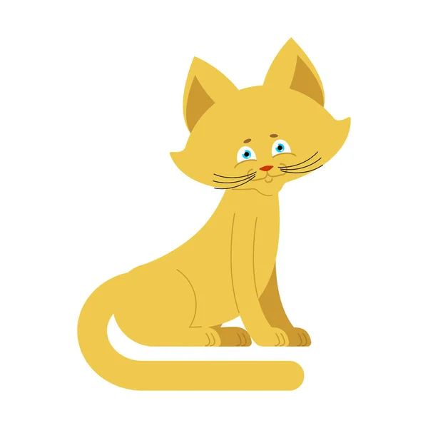 Gatto giallo isolato. Carino gattino si siede su sfondo bianco — Vettoriale Stock