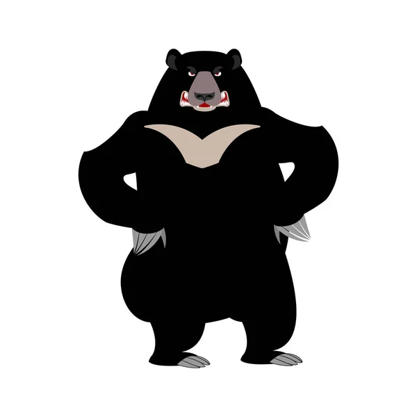 Himalayan Björn arga känslor. aggressiva vilda djur emoji. Blac — Stock vektor