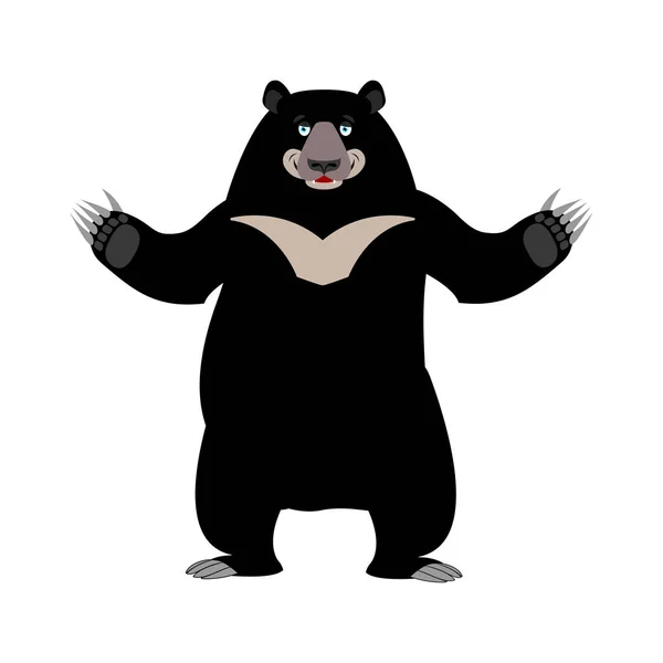 Urso do Himalaia emoção feliz. Feliz emoji animal selvagem. Preto grande —  Vetores de Stock