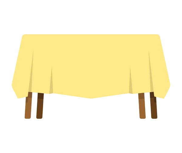 Mesa com toalha de mesa isolada. Mobiliário sobre fundo branco — Vetor de Stock