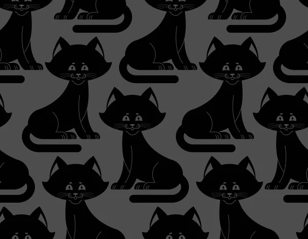 Black Cat seamless pattern. pet ornament. Animal Texture for chi — Stock Vector