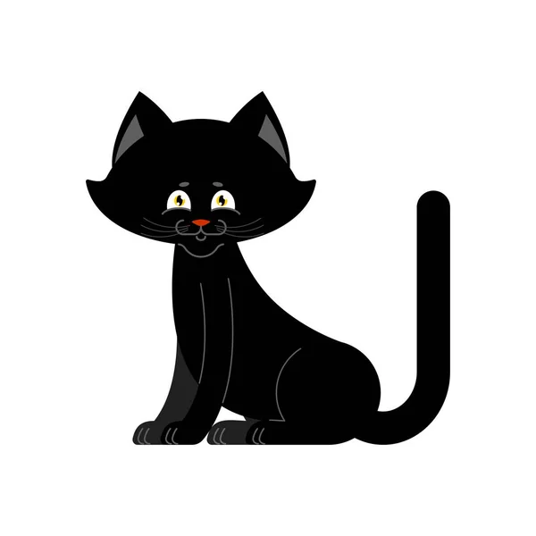 Black cat isolated. Sweetheart Kitten home pet — Stock Vector