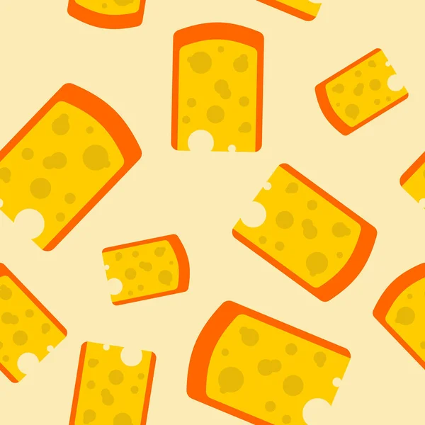 Käsestück nahtlose Muster. gelbe Milchprodukte Hintergrund — Stockvektor