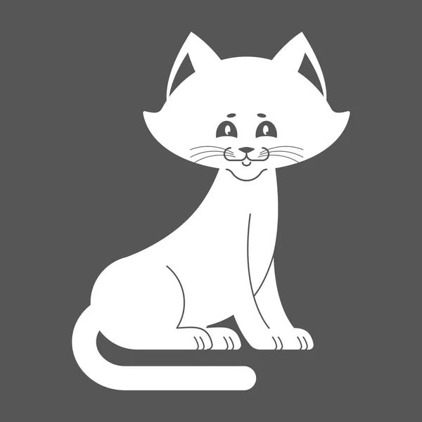 Chat blanc isolé. chaton mignon est assis. Animaux de compagnie — Image vectorielle