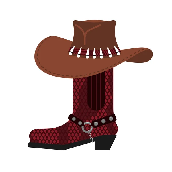 Australische hoed en krokodil huid boots. Cowboy GLB en python l — Stockvector