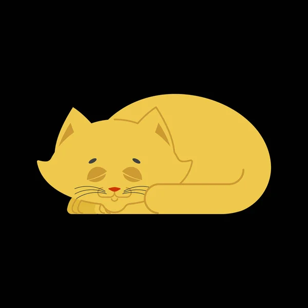 Śpiącego kota żółty na białym tle. kotek się we śnie. zwierzętom snu — Wektor stockowy