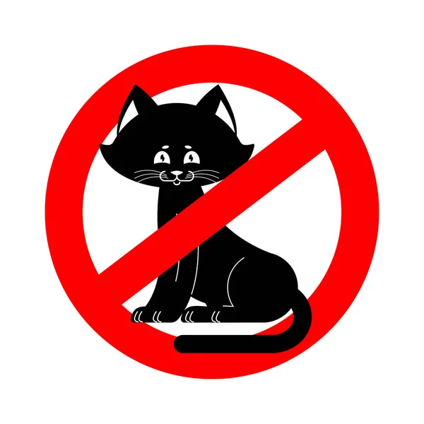 Pare gato. proibição animal de estimação é proibido. Sinal rodoviário vermelho proibitivo — Vetor de Stock