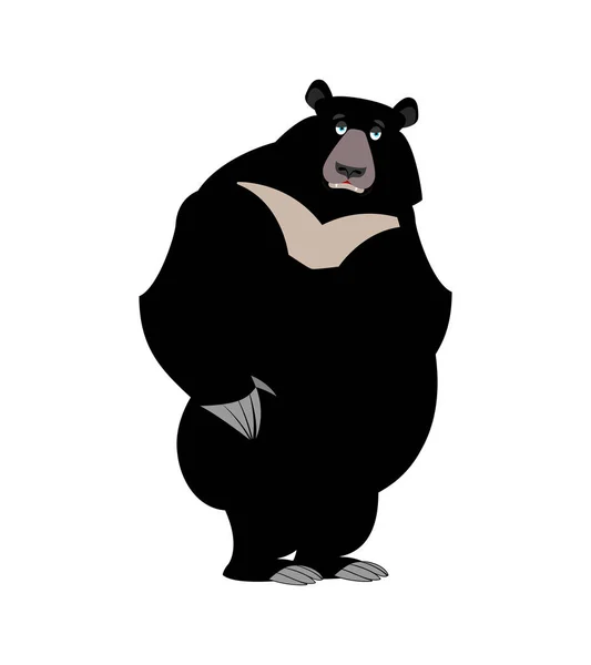 Urso do Himalaia emoção triste. emoji animal selvagem triste. Preto b —  Vetores de Stock