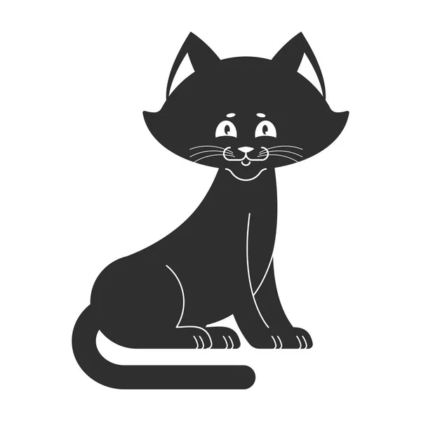 Gato negro aislado. cariño gatito casa mascota — Archivo Imágenes Vectoriales