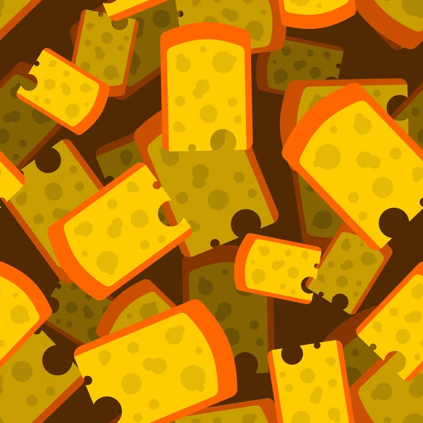 Käsestück nahtlose Muster 3d. Hintergrund für gelbes Milchprodukt — Stockvektor