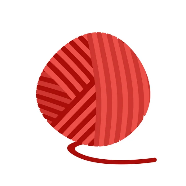 Piros labdát a fonalat szálak. köteg-ból gyapjú elszigetelt kötés — Stock Vector
