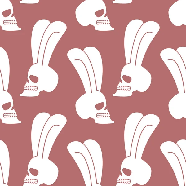 Kaninchenschädelmuster. weißer Hase mit Skelettkopf mit Ohren b — Stockvektor