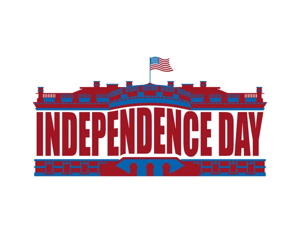 Dia da Independência emblema dos EUA. Casa Branca. América Patriótica holi —  Vetores de Stock