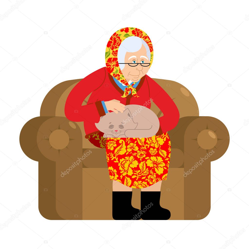 Старушка в кресле вектор