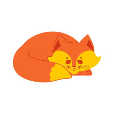 İzole fox uyuyor. Beyaz arka plan üzerinde uyuyor vahşi hayvan