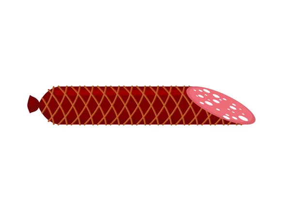 Salami fumait isolé. Saucisse sur fond blanc. Déli fumé — Image vectorielle