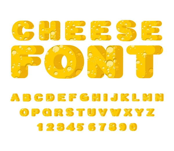 แบบอักษรชีส ชีส เอบีซี ตัวอักษรอาหาร ตัวอักษรสีเหลือง นม prod — ภาพเวกเตอร์สต็อก