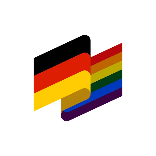 Allemagne et drapeau LGBT. Symbole de Deutschland tolérant. Signe gay — Image vectorielle