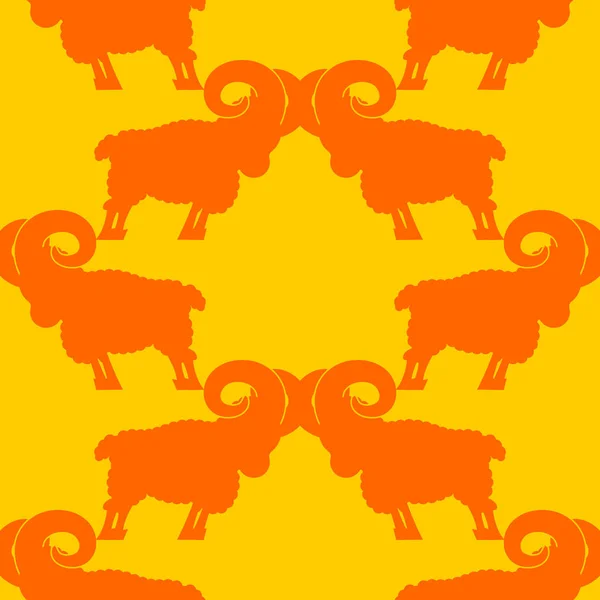 Ram pattern. flock of sheep ornament. Farm Animal Background — Stock Vector