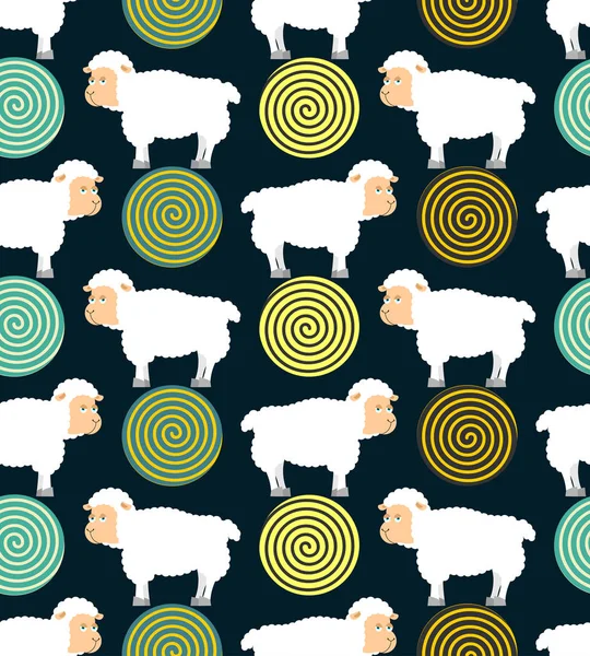 Hypnotic sheep for sleep pattern. Hypno farm animal — Stock Vector