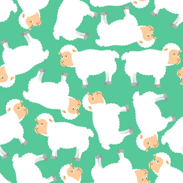 Sheep pattern. ewe ornament. Flock of sheeps. Farm animal backgr — Stock Vector
