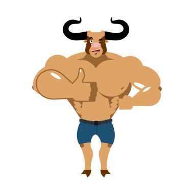 Minotaur başparmak de gösterir. Antik Yunan efsanevi canavar. Mons