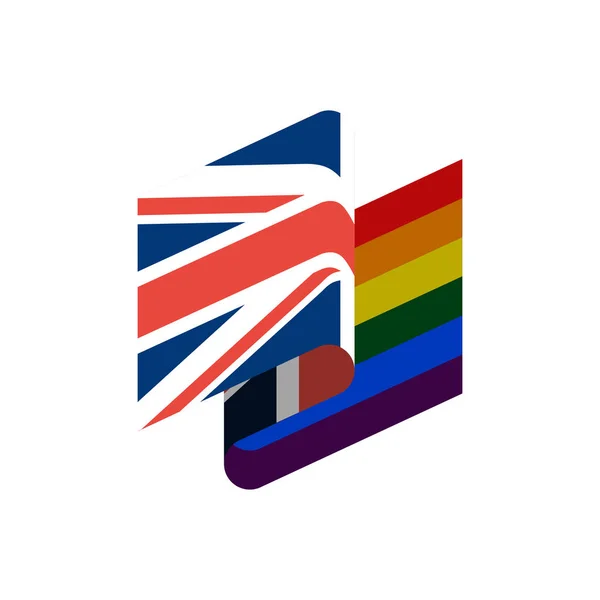 Drapeau britannique et LGBT. Symbole du Royaume-Uni tolérant. Gay si — Image vectorielle