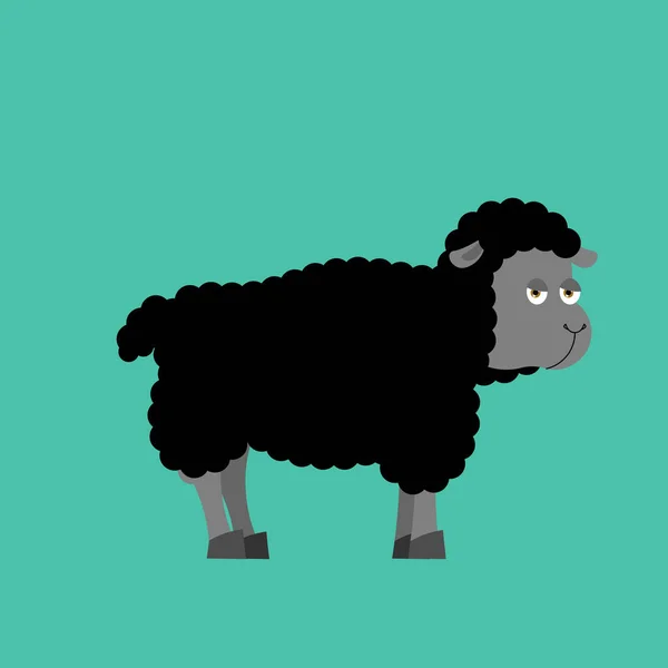 Zwarte schapen boerderij geïsoleerd dier. donkere ooi op witte achtergrond — Stockvector
