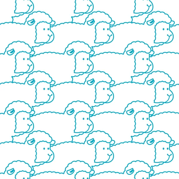 Sheep pattern. ewe ornament. Flock of sheeps. Farm animal backgr — Stock Vector