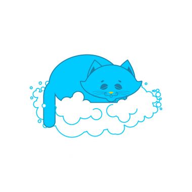 kedi bulutun üstünde uyuyor. Yumuşak tüylü hayvan ve bulut