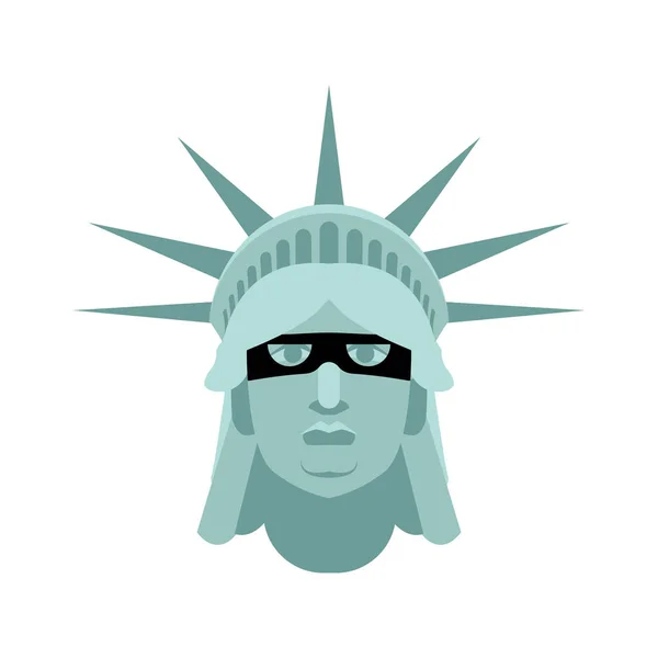 Статуя Свободы в маске. Ориентир США. Достопримечательности A — стоковый вектор