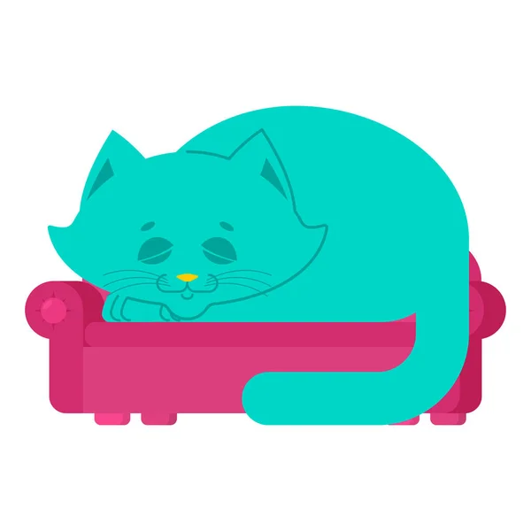 Большая кошка спит на диване. огромное животное на диване — стоковый вектор