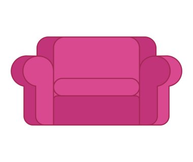 Pembe kanepe izole. Beyaz arka plan üzerinde büyük yumuşak pembe kanepe