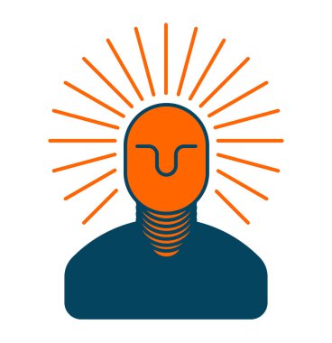 Yaratıcı bir fikir. Akıllı patron. ampul kafasında olan adam. Brig