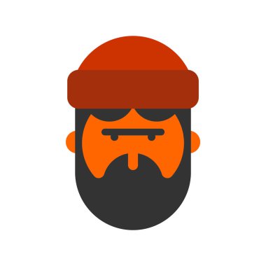 Oduncu yüz. Oduncu kafa. Keresteci sakal ve kap