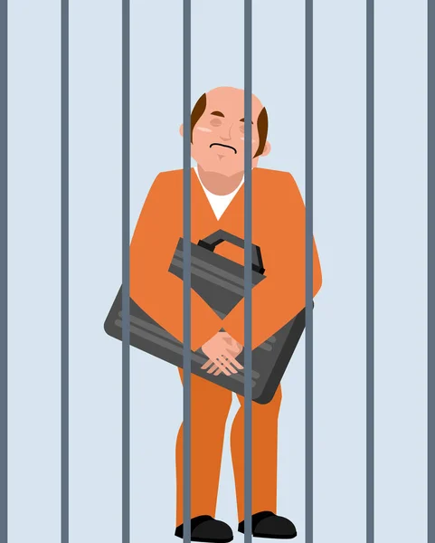 Er sitzt im Gefängnis. Schmiergeldabnehmer wird verhaftet. Chef sitzt hinter Gittern. — Stockvektor