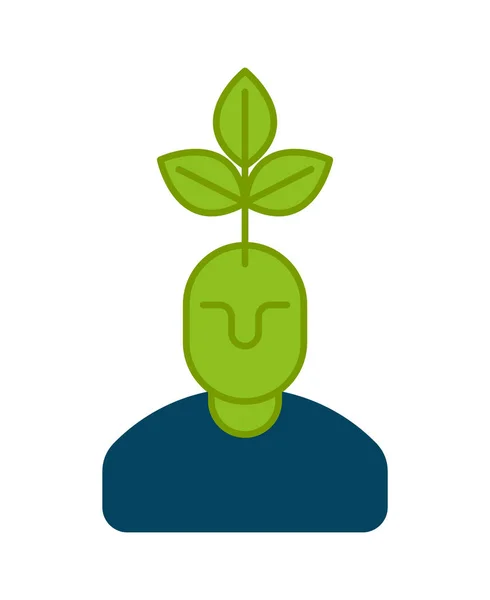 Young business manager icon. plant grows from head. Head and tre — Stock Vector