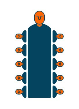 Toplantı office simgesi. Yöneticileri masada. Patron ve Astları. B