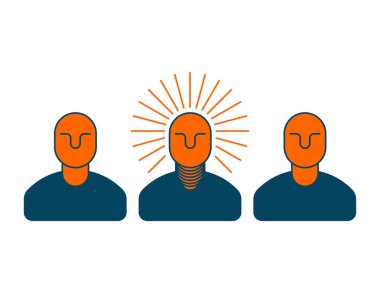 Yaratıcı bir fikir. Akıllı patron. ampul kafasında olan adam. Brig