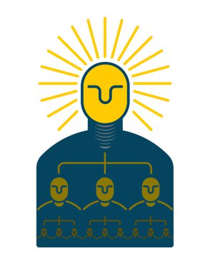 Yaratıcı bir fikir. Akıllı patron. ampul kafasında olan adam. Brig