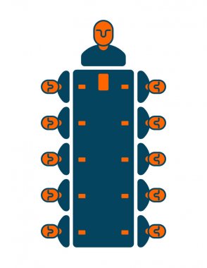 Toplantı office simgesi. Yöneticileri masada. Patron ve Astları. B