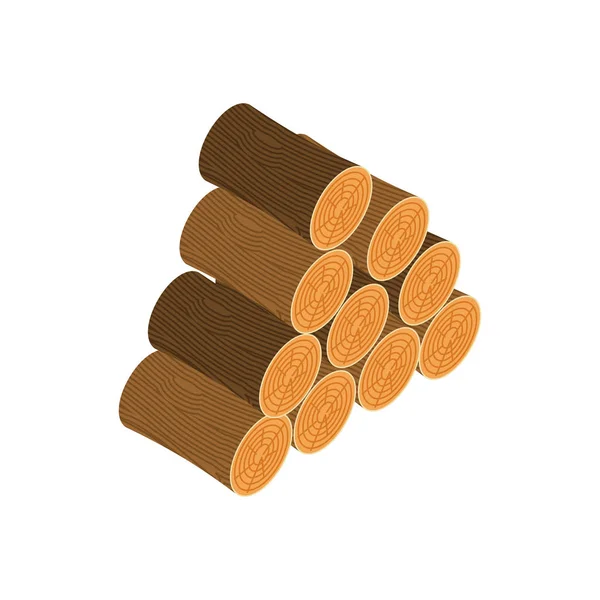 Woodpile isolated. Wooden log on white background — Stock Vector