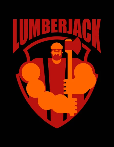 Woodcutter logo. Lumberjack sign. lumberman symbol. feller with — Stock Vector