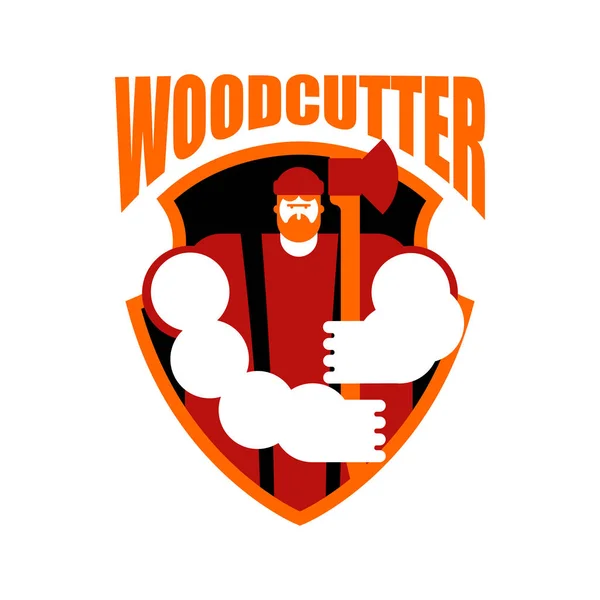 Logotipo Lumberjack. Señal de leñador. símbolo del leñador. feller con — Archivo Imágenes Vectoriales