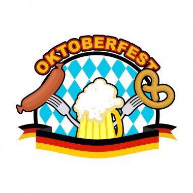 Oktoberfest logosunu görmeniz gerekir. bira, sosis ve çubuk kraker. Üye Ulusal Holid