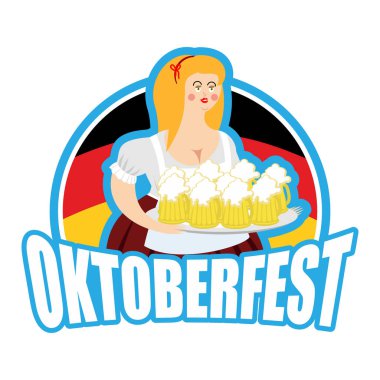 Oktoberfest kız ve bira kupa. Almanya'da Ulusal Bira Festivali