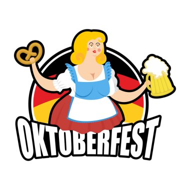 Oktoberfest kız ve bira kupa. Almanya'da Ulusal Bira Festivali