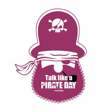 Uluslararası konuşma korsan günü gibi. Şapkalı korsan portresi. E