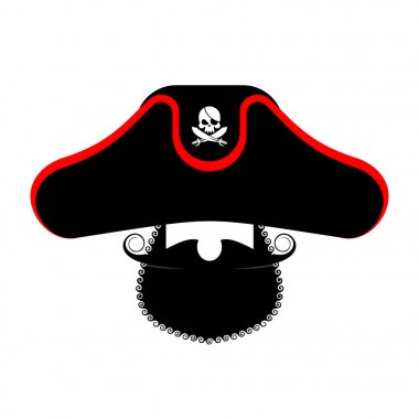 Şapkalı korsan portresi. Göz bandı ve sigara borusu. filibuster 